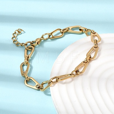 304 Stainless Steel Teardrop Link Chain Bracelet & Necklace Jewelry Sets SJEW-L199-18G-1