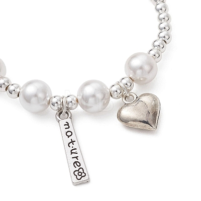 Mother's Day Heart Alloy Charm Bracelets BJEW-JB13133-1