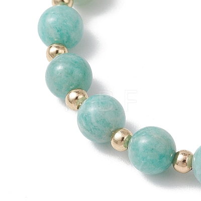 Natural Amazonite Beaded Stretch Bracelets for Women BJEW-JB13377-1