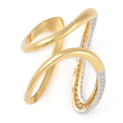 Brass Micro Pave Clear Cubic Zirconia Cuff Rings RJEW-Q819-26G-1