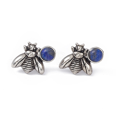 Natural Lapis Lazuli Bee Stud Earrings EJEW-C016-01AS-03-1