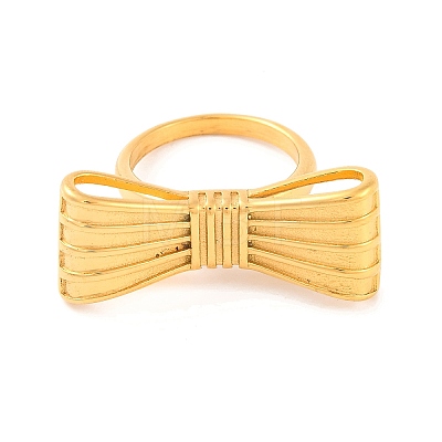 Ion Plating(IP) 304 Stainless Steel Bowknot Finger Rings for Women RJEW-S414-62B-G-1