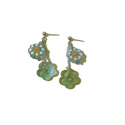 Alloy Lampwork Stud Dangle Earrings WG3F254-02-1