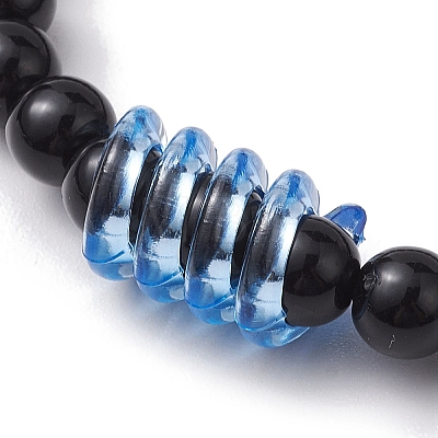 Round & Spring Acrylic Stretch Beaded Bracelets BJEW-JB10224-02-1