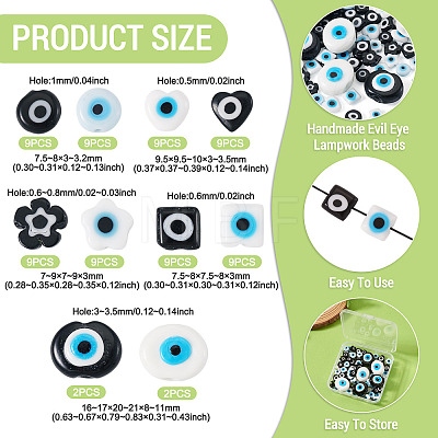 74Pcs 10 Styles Handmade Evil Eye Lampwork Beads LAMP-TA0002-73-1