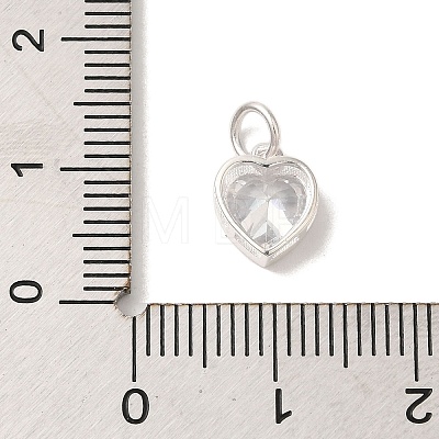 925 Sterling Silver Cubic Zirconia Heart Charms with Jump Rings FIND-U013-10S-05-1