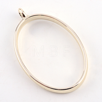 Rack Plating Alloy Oval Open Back Bezel Pendants X-PALLOY-S047-26E-FF-1