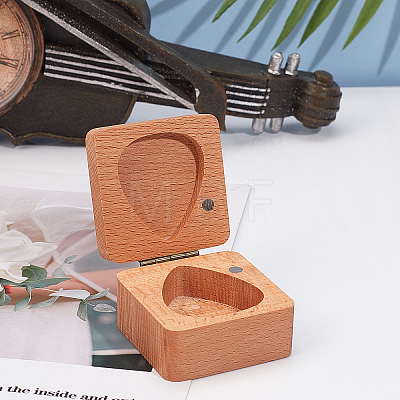 Beech Wood Guitar Pick Box Holder Collector CON-WH0074-55-1