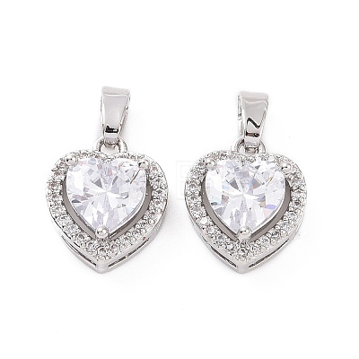 Brass Micro Pave Clear Cubic Zirconia Charms KK-E068-VC432-1