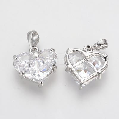 Brass Cubic Zirconia Charms KK-R015-109P-1