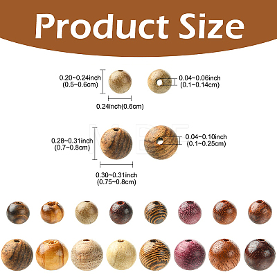160Pcs 8 Colors Natural Wood Beads WOOD-YW0001-88-1