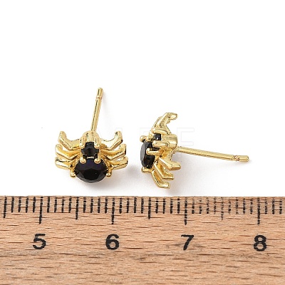 Brass Micro Pave Cubic Zirconia Stud Earrings LS-EJEW-Z156-02G-01-1
