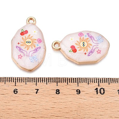 Printed Rack Plating Alloy Enamel Pendants ENAM-T020-04B-1