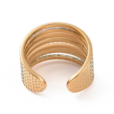 Ion Plating(IP) 304 Stainless Steel Multi Line Wide Open Cuff Ring for Women RJEW-L103-39G-1