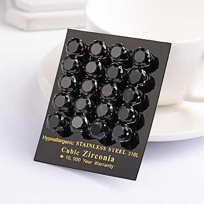 Round Cubic Zirconia Stud Earrings EJEW-H306-39-3mm-1