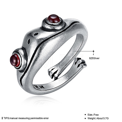 Sterling Silver Frog Open Rings for Women RJEW-BB32823-1