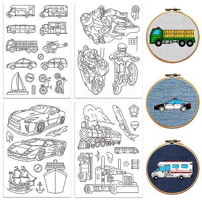 4 Sheets 11.6x8.2 Inch Stick and Stitch Embroidery Patterns DIY-WH0455-198-1