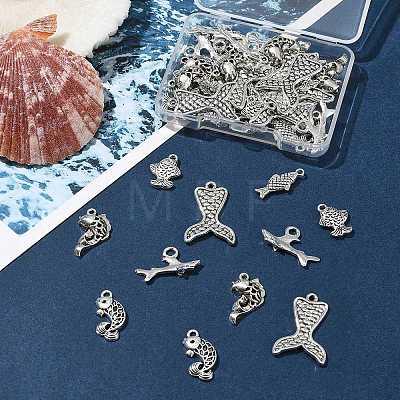 48Pcs 6 Styles Tibetan Style Alloy Pendant DIY-FS0005-72-1