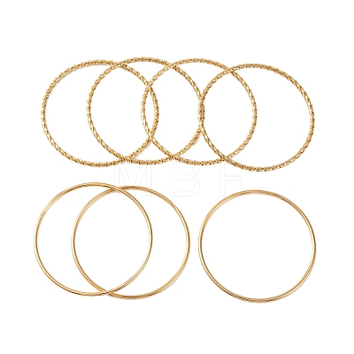7Pcs Vacuum Plating 304 Stainless Steel Ring Bangles Set for Women BJEW-A011-14D-G-1