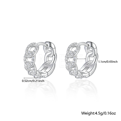 Rhodium Plated 925 Sterling Silver Micro Pave Cubic Zirconia Hoop Earrings KY3398-2-1