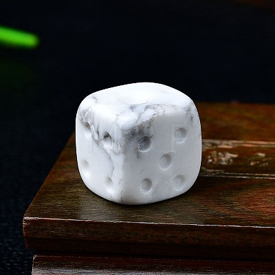 Natural Howlite Carved Dice Figurines Statues for Home Office Desktop Decoration PW-WG06413-06-1