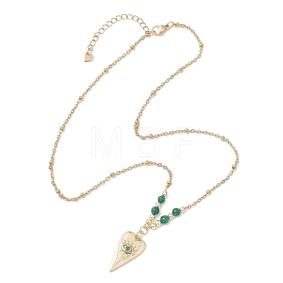 Brass Pave Cubic Zirconia Evil Eye Heart Pendant 304 Stainless Steel Satellite Chain Necklaces for Women NJEW-JN05803-02-1