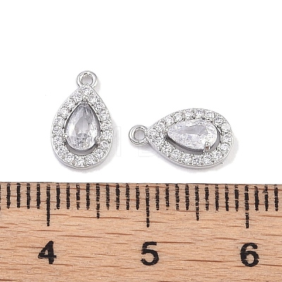 Brass Micro Pave Clear Cubic Zirconia Pendants KK-K351-41P-1