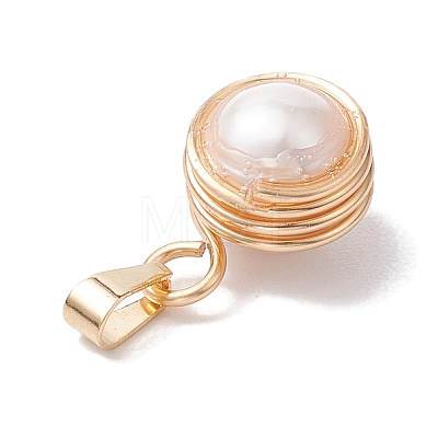 Natural Cultured Freshwater Pearl Copper Wire Wrapped Pendants PALLOY-JF02719-1
