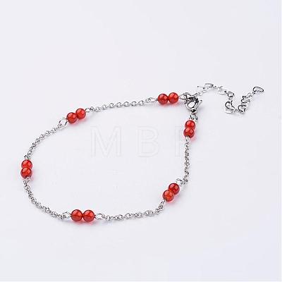304 Stainless Steel Chain Anklets AJEW-AN00170-1
