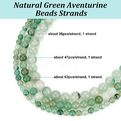 Olycraft 3 Strands 3 Styles Natural Green Aventurine Beads Strands G-OC0005-11-1