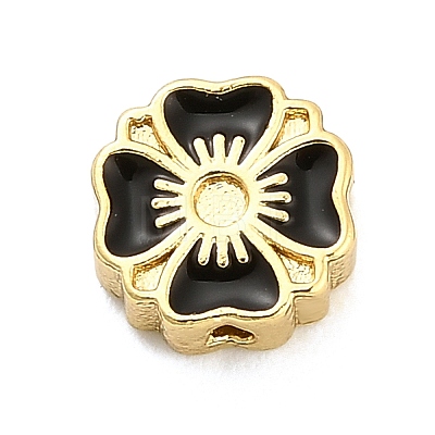 Flower Brass Enamel Bead Rhinestone Settings KK-H527-10G-01-1