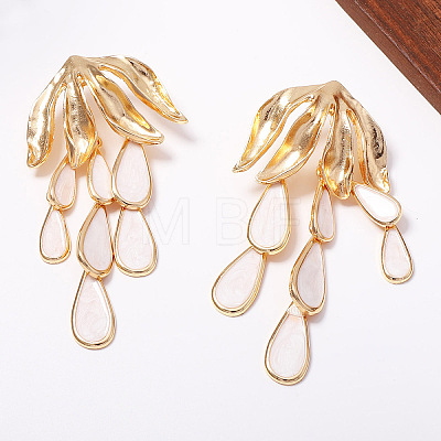 Zinc Alloy & Acrylic Teardrop Stud Earrings WG35E50-01-1