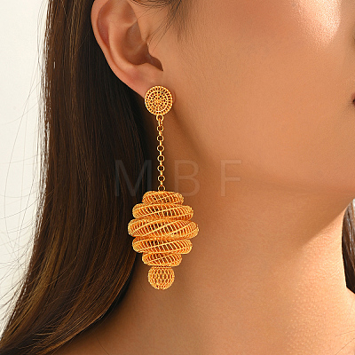 Vintage Filigree Mesh Spiral Teardrop Alloy Stud Earrings WD2826-1