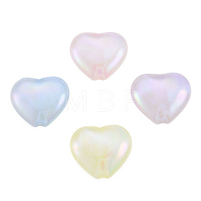Rainbow Iridescent Plating Acrylic Beads OACR-N010-075-1
