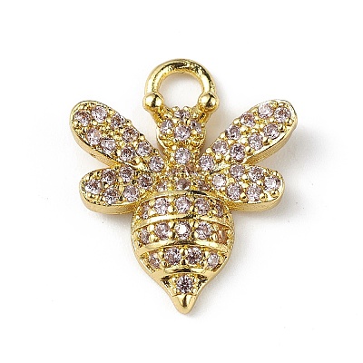 Rack Plating Brass Micro Pave Cubic Zirconia Pendants KK-C019-13G-01-1