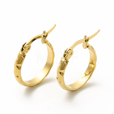 201 Stainless Steel Grooved Hoop Earrings with 304 Stainless Steel Pins for Women EJEW-M214-06B-G-1