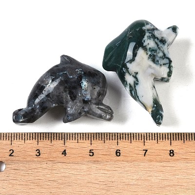 Natural Mixed Gemstone Carved Dolphin Figurines DJEW-M015-09-1