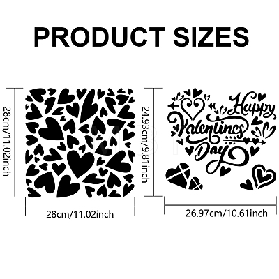 MAYJOYDIY US 1 Set Valentine's Day PET Hollow Out Drawing Painting Stencils DIY-MA0002-98-1