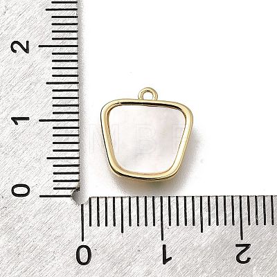 Brass Pave Natural White Shell Trapezoid Charms KK-K378-60G-1