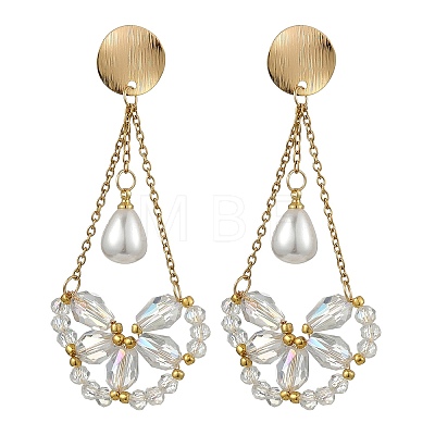 Electroplate Glass Dangle Earrings for Women EJEW-MZ00796-03-1
