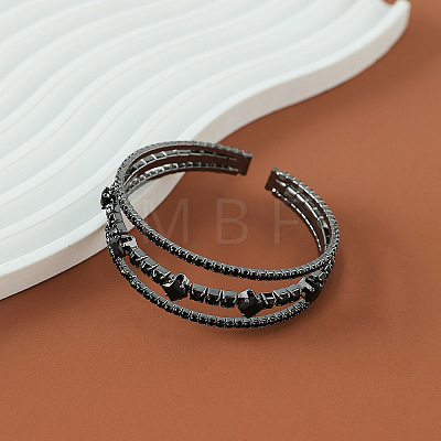 Adjustable Zinc Alloy Rhinestone Cuff Bangles for Women FS-WG009BE-01-1