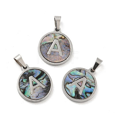 304 Stainless Steel with Paua Shell Pendants STAS-G268-02A-P-1