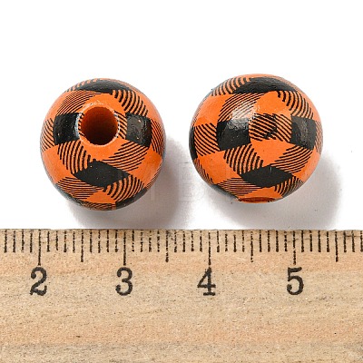 Printed Wood European Beads WOOD-G022-13B-1