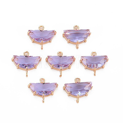 Transparent Faceted Glass Connector Charms GLAA-T021-25B-RS-1