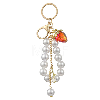 Acrylic & ABS Plastic Pearl Bead Keychains KEYC-YW00299-03-1
