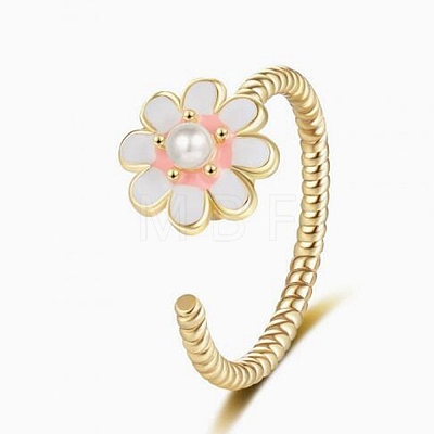 Dasiy Rotatable Open Cuff Rings for Women RJEW-C118-05G-1
