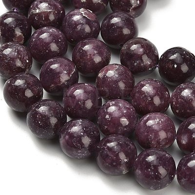 Natural Lepidolite/Purple Mica Stone Beads Strands G-H335-B03-12mm-A-1