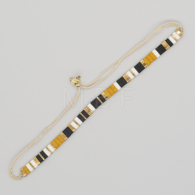 Vintage Ethnic Style Glass Tila Beaded Handmade Slider Bracelets for Women ZN9527-5-1