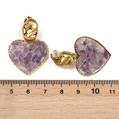 304 Stainless Steel Heart Dangle Stud Earrings EJEW-Z096-01G-B02-1