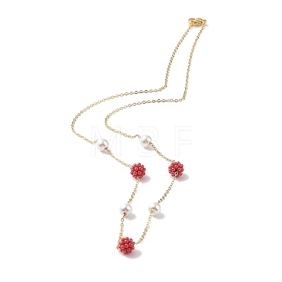 Plastic Imitation Pearl Beads  Beads Necklace BJEW-B078-04G-1